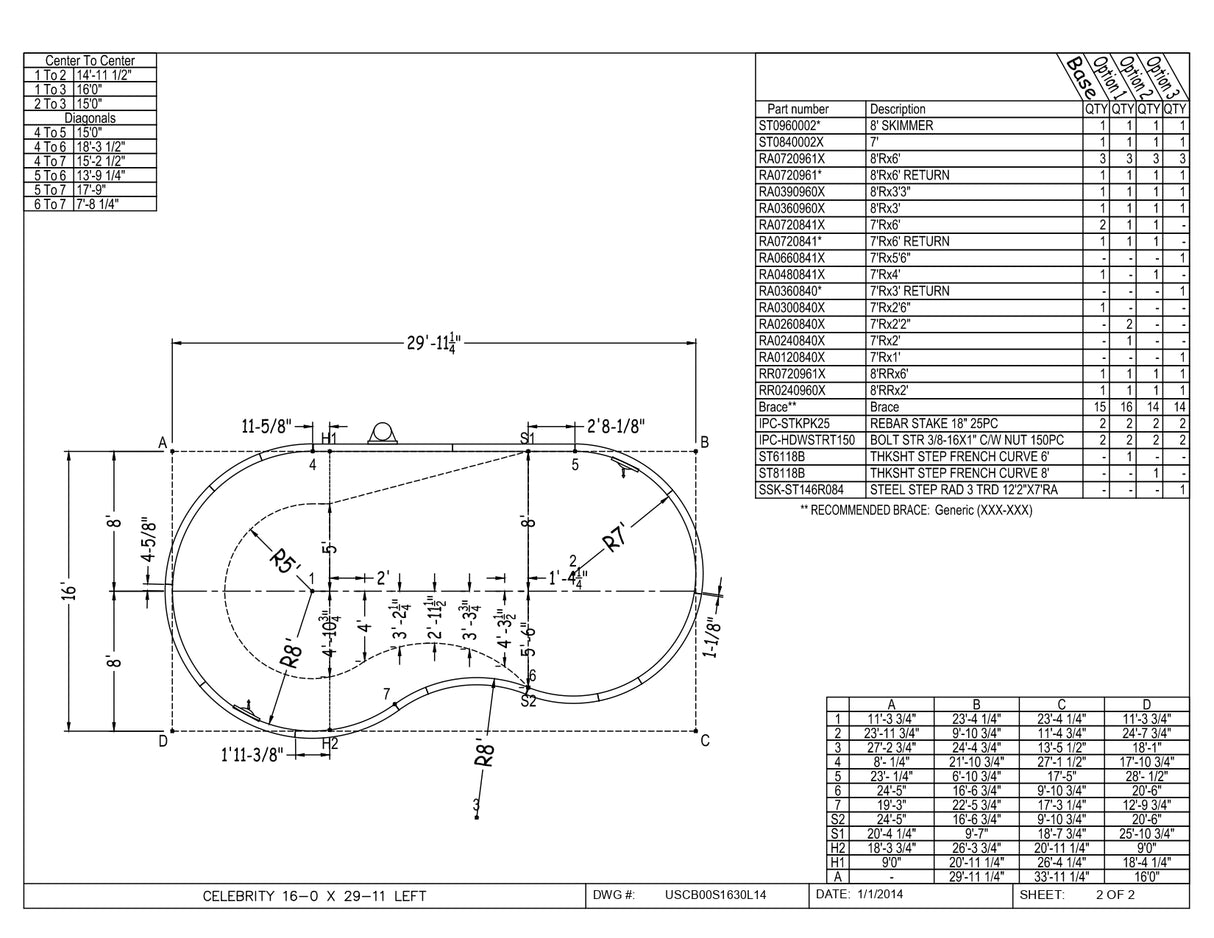 16 x 30 Right and/or Left Hand Celebrity Inground Pool Kit