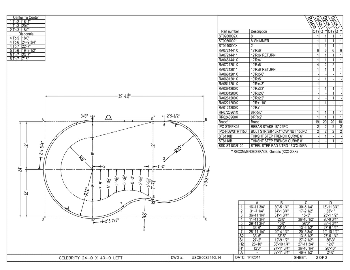 20 x 40 Right and/or Left Hand Celebrity Inground Pool Kit