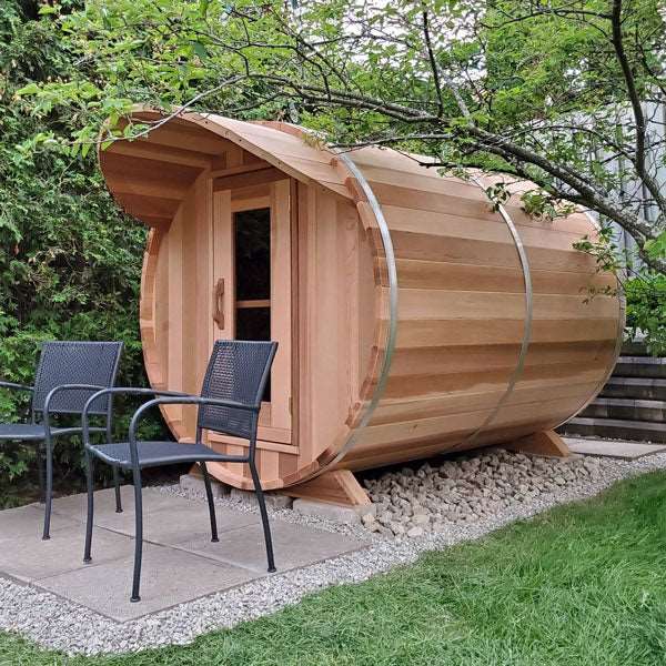 Dundalk- 6'x8' (244cm) Barrel Sauna - Clear Cedar