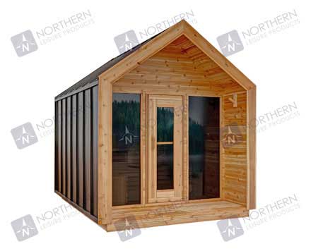 8' Red Cedar Modern Cabin Sauna With 2' Porch
