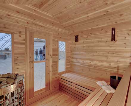 8' Red Cedar Modern Cabin Sauna With 2' Porch