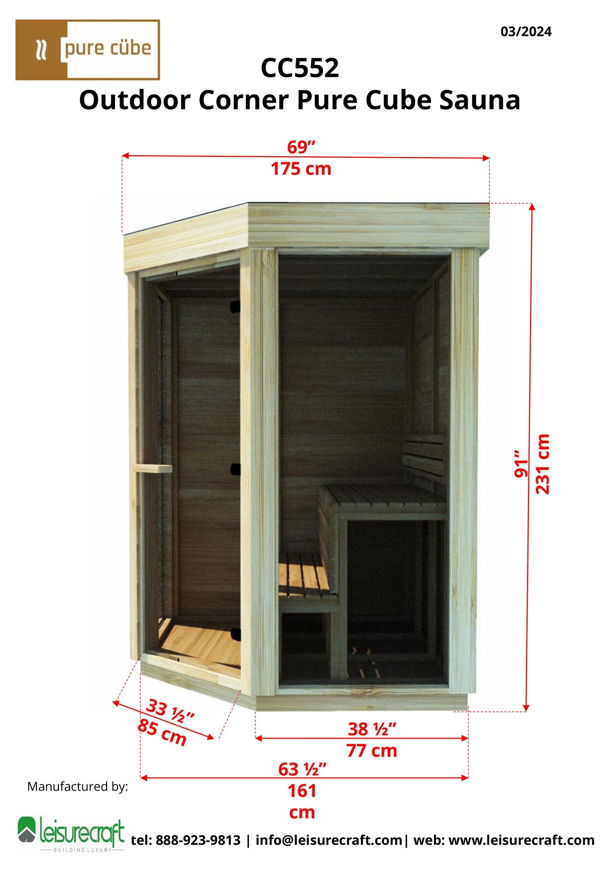 Pure Cube Trinity Sauna- Knotty Red Cedar