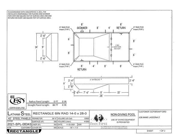 14 x 28 Rectangle Inground Pool Kit (6' White Step)