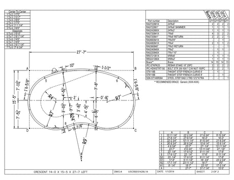 14 x 28 Right and/or Left Hand Kidney Inground Pool Kit