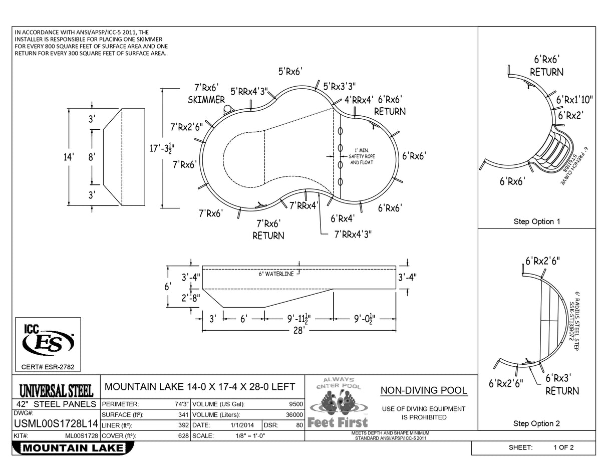14 x 28 Mountain Lake Inground Pool Kit
