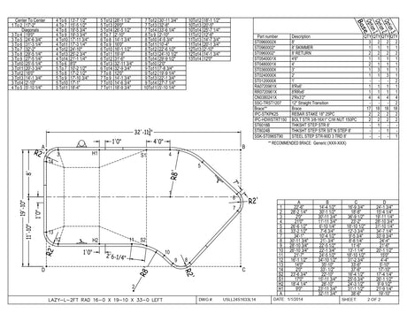 16 x 32 Lazy-L Inground Pool Kit (2' Radius Corners)