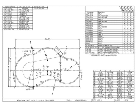 18 x 36 Mountain Lake Inground Pool Kit