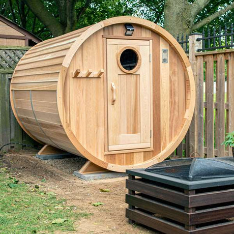 Dundalk- 6'x8' (244cm) Barrel Sauna - Clear Cedar