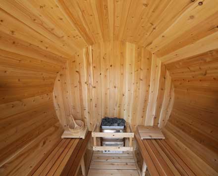 6' Red Cedar Barrel Sauna With 2' Porch