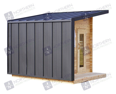8' Red Cedar Modern Panoramic Sauna With 2' Porch