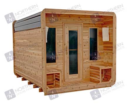 8' Red Cedar Cube Sauna With 2' Porch

