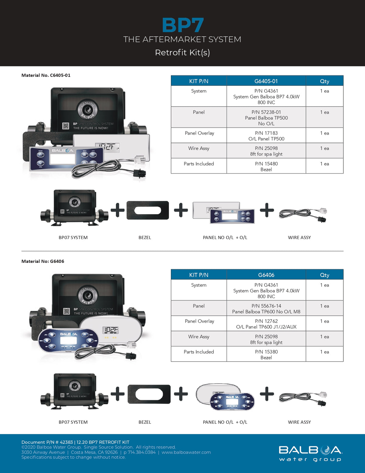 Balboa Retrofit Kit BP7 with TP700