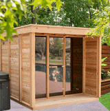 CU672P Outdoor Pure Cube Sauna with Porch
