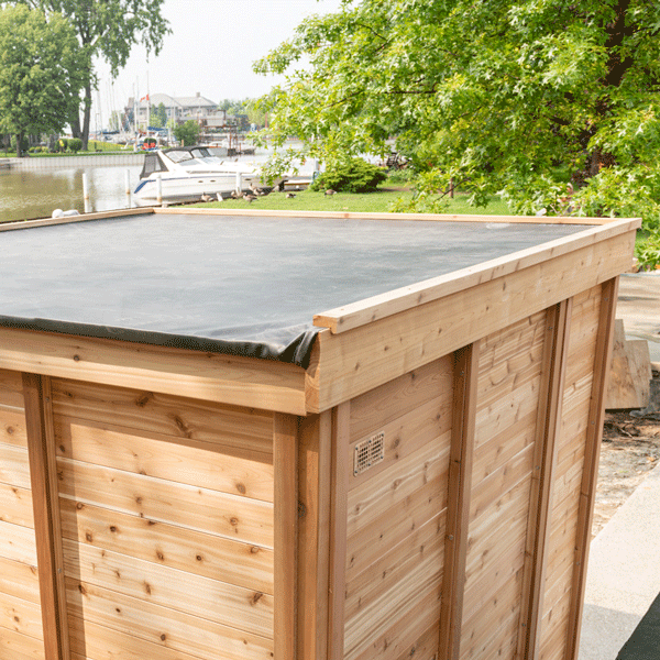 CU672P Outdoor Pure Cube Sauna with Porch
