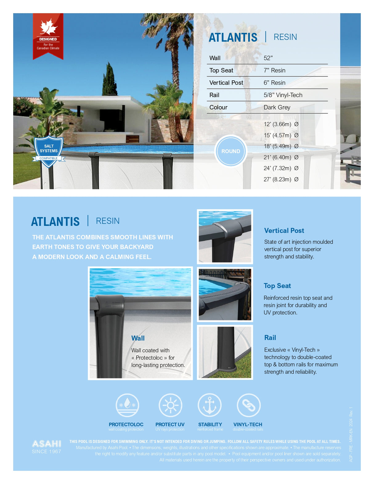 27' Atlantis Resin Above-Ground Pool Kit
