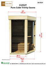 Pure Cube Trinity Sauna- Knotty Red Cedar

