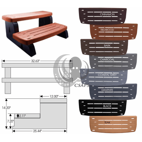 Hot Tub Steps - Bark Colour (Waterway) 535-2209-BRK
