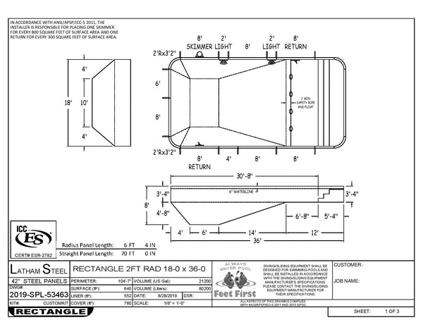 18 x 36 Rectangle Inground Pool Kit (No Step)